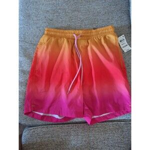 S-5" INC 'QUICK DRY'‎ Yellow Orange Pink OMBRE Swim Trunks Shorts 28-30" NEW